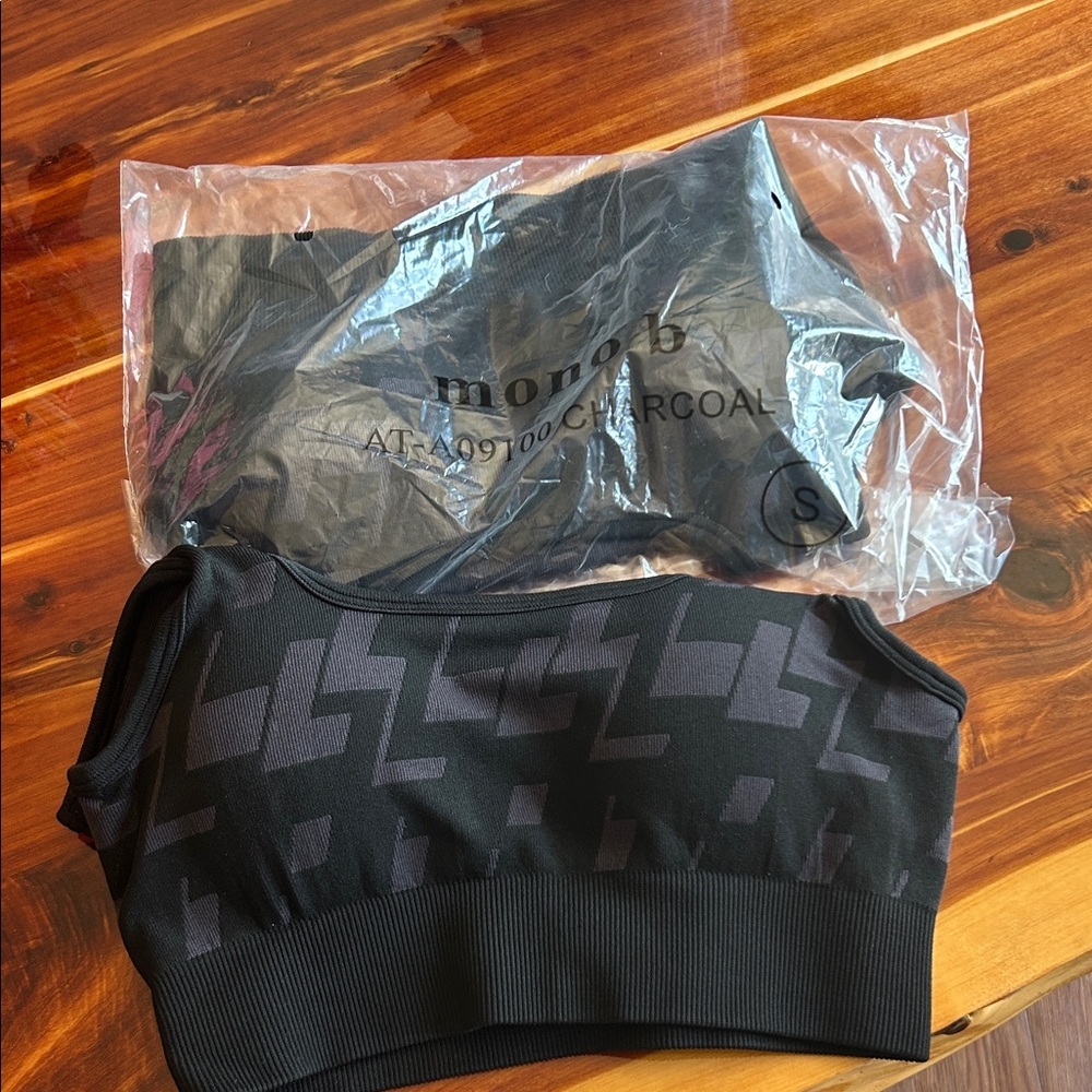 Mono B Black Geometric Sports Bra